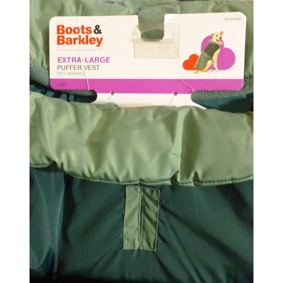 Boots & Barkley X-Large Green Pet Puffer Vest - 90lbs + - Picture 3 of 5